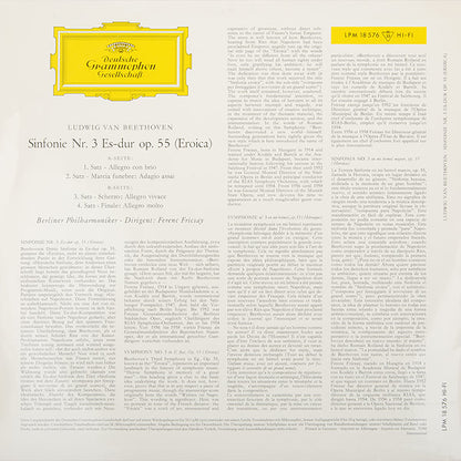 Ludwig Van Beethoven, Berliner Philharmoniker, Ferenc Fricsay : Eroica (Sinfonie Nr. 3 Es-dur Op. 55) (LP, Mono)