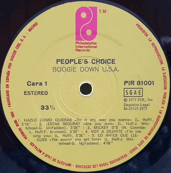 People's Choice : Boogie Down U.S.A. (LP, Album)