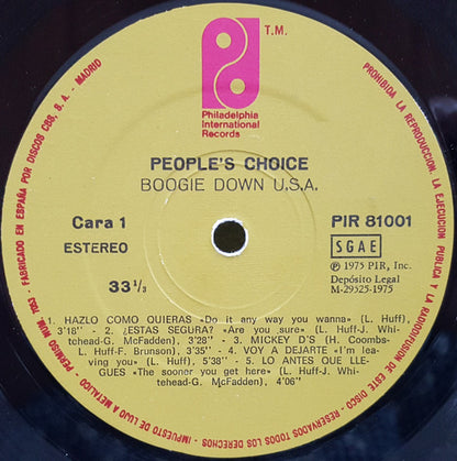 People's Choice : Boogie Down U.S.A. (LP, Album)