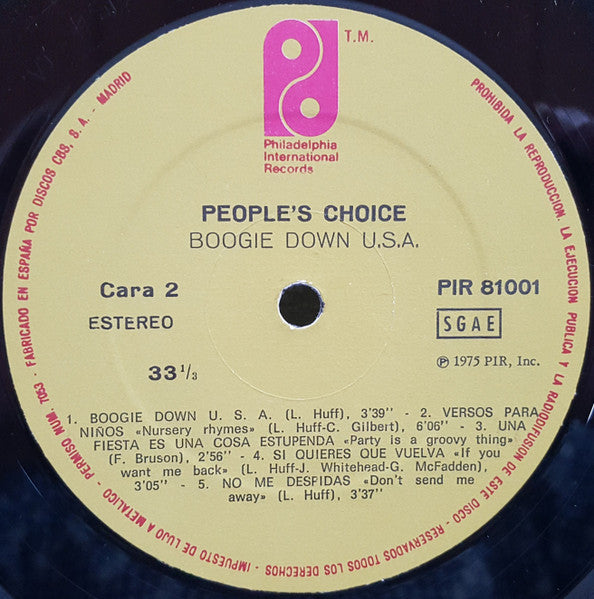 People's Choice : Boogie Down U.S.A. (LP, Album)