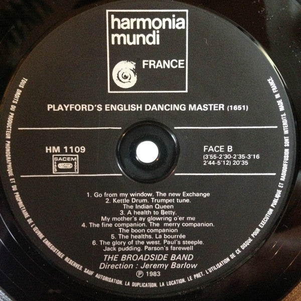 The Broadside Band, Jeremy Barlow : Country Dances - John Playford's English Dancing Master, 1651 (LP, Album, RE)