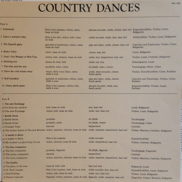 The Broadside Band, Jeremy Barlow : Country Dances - John Playford's English Dancing Master, 1651 (LP, Album, RE)