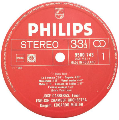 José Carreras : Sings Francesco Paolo Tosti (LP, Album)