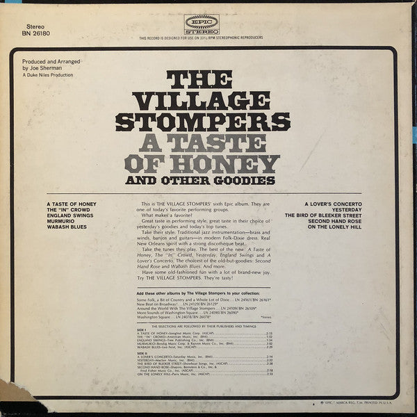 The Village Stompers : A Taste Of Honey And Other Goodies (LP, Album)