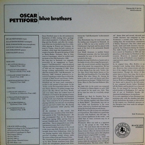 Oscar Pettiford : Blue Brothers (LP, Album, RE)