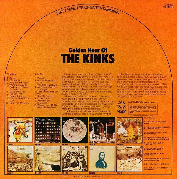 The Kinks : Golden Hour Of The Kinks (LP, Comp, RE)