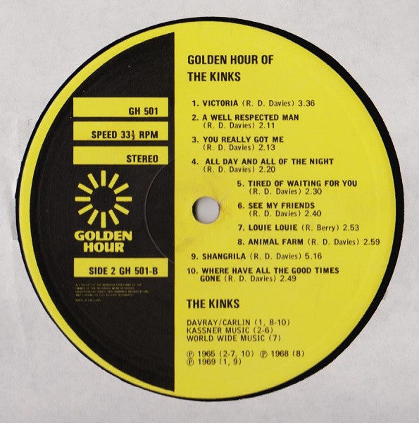 The Kinks : Golden Hour Of The Kinks (LP, Comp, RE)