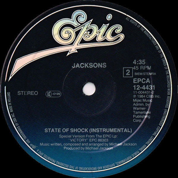 The Jacksons : State Of Shock (12", Maxi)