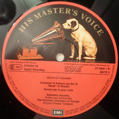 Niccolò Paganini - Salvatore Accardo, The Chamber Orchestra Of Europe, Franco Tamponi : Paganini Volume 1 (LP)