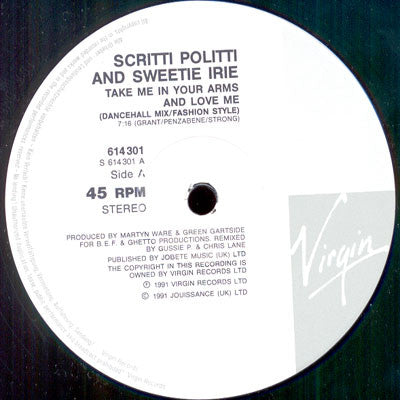 Scritti Politti And Sweetie Irie : Take Me In Your Arms And Love Me (12")