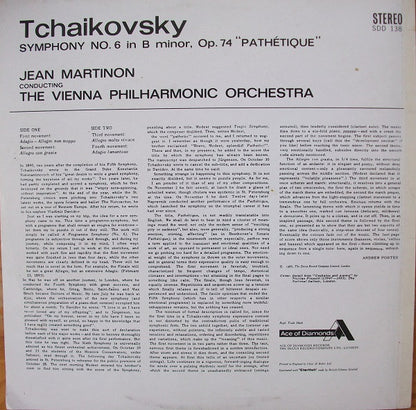 Pyotr Ilyich Tchaikovsky, Wiener Philharmoniker, Jean Martinon : Symphony No. 6 In B Minor (Pathetique) (LP, RP)