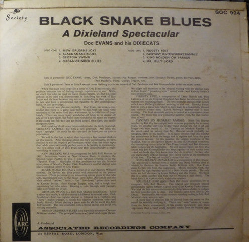 Doc Evans And His Dixieland Band : Black Snake Blues (LP, Album)