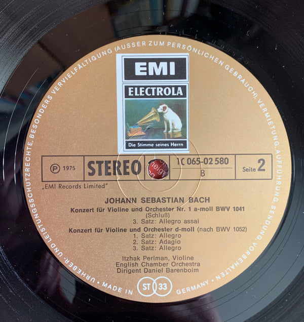 Johann Sebastian Bach - Itzhak Perlman, Daniel Barenboim, Neil Black (3), English Chamber Orchestra : Violinkonzerte d-moll • Nr. 1 a-moll • Konzert Für Violine Und Oboe d-moll (LP, Album)