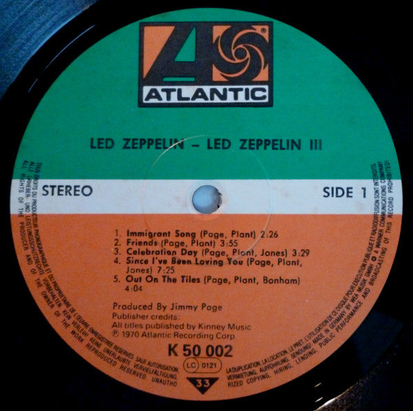 Led Zeppelin : Led Zeppelin III (LP, Album, RE, Gat)