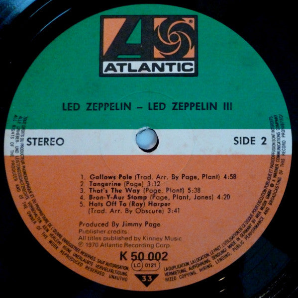 Led Zeppelin : Led Zeppelin III (LP, Album, RE, Gat)