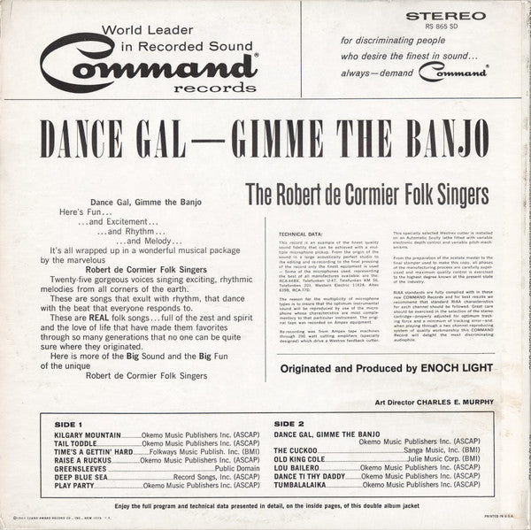 The Robert de Cormier Folk Singers : Dance Gal - Gimme The Banjo (LP, Album)