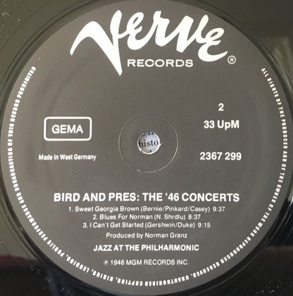 Bird (28) And Pres (2) : Bird And Pres: The '46 Concerts (2xLP, Comp, RE, Gat)
