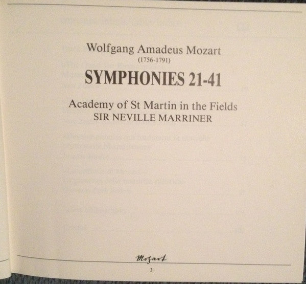 Wolfgang Amadeus Mozart, The Academy Of St. Martin-in-the-Fields, Sir Neville Marriner : Symphonies 21 - 41 (6xCD, RE, Sli + Box, Comp)
