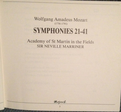 Wolfgang Amadeus Mozart, The Academy Of St. Martin-in-the-Fields, Sir Neville Marriner : Symphonies 21 - 41 (6xCD, RE, Sli + Box, Comp)
