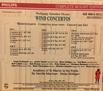 Wolfgang Amadeus Mozart : Wind Concertos (5xCD, Comp + Box, Sli)