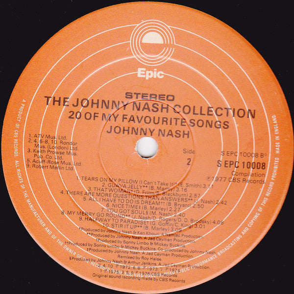 Johnny Nash : The Johnny Nash Collection - 20 Of My Favourite Songs (LP, Comp)