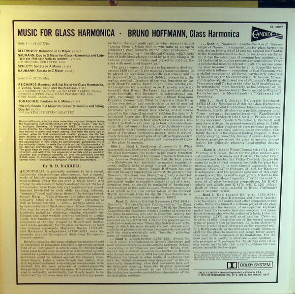 Bruno Hoffmann : Music For Glass Harmonica: Works By Beethoven, Naumann, Schlett, Reichardt, Tomaschek & Röllig (LP, Album, RE)