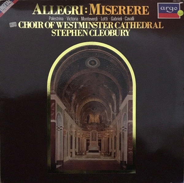 Gregorio Allegri - Westminster Cathedral Choir, Stephen Cleobury : Miserere (LP, Dig)