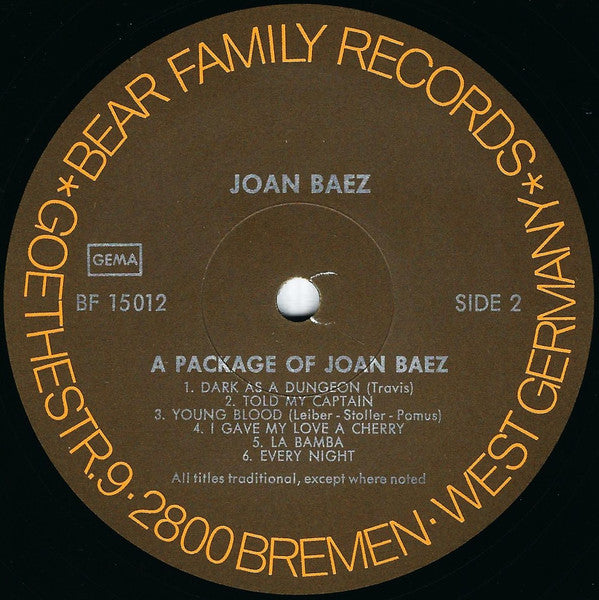 Joan Baez : A Package Of Joan Baez (LP, Album, RE)