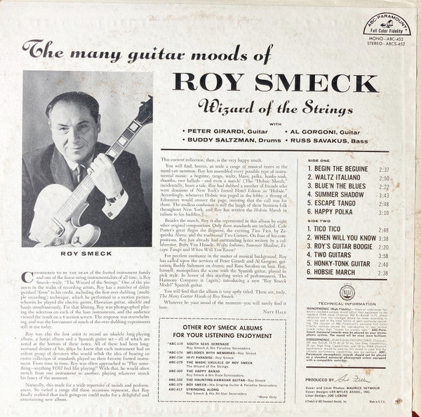 Roy Smeck : The Many Guitar Moods Of Roy Smeck Wizard Of The Strings (LP, Album)