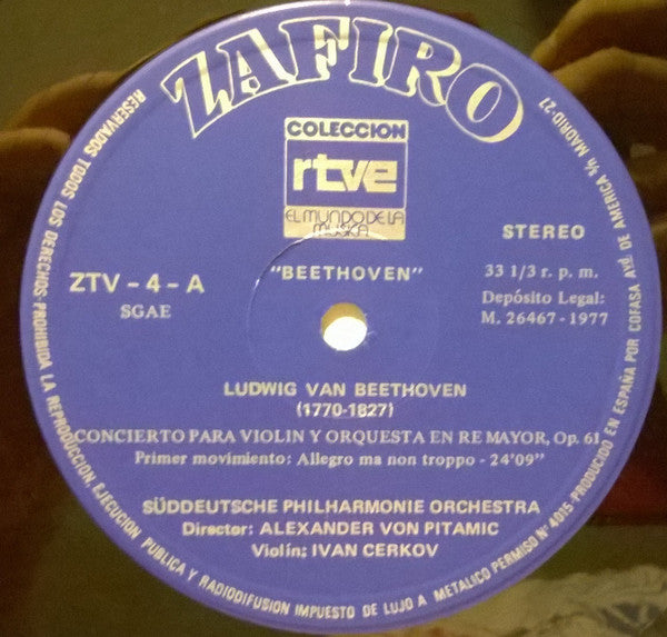 Ludwig van Beethoven / Süddeutsche Philharmonie Dir., Alexander Von Pitamic : Concierto Para Violin Y Orquesta En Re Mayor, Op. 61 (LP, Album)