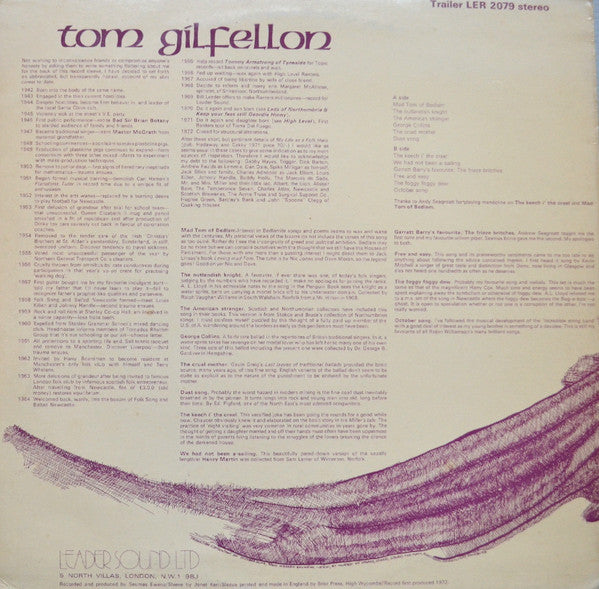 Tom Gilfellon : Loving Mad Tom And Other Unlikely Stories (LP, Album)