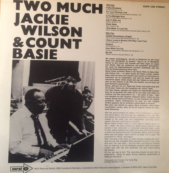 Jackie Wilson & Count Basie : Two Much (LP, Album, RE)