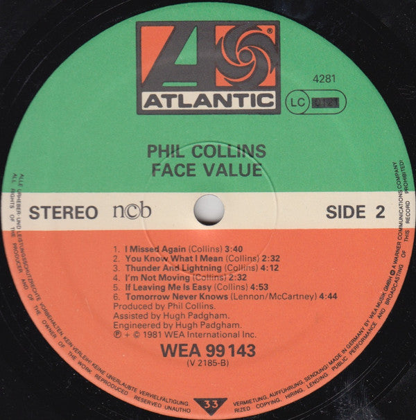 Phil Collins : Face Value (LP, Album)