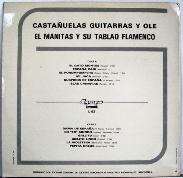 El Manitas Y Su Tablao Flamenco : Castañuelas Guitarras Y Ole (LP)