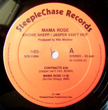 Archie Shepp / Jasper Van't Hof : Mama Rose - Live In Concert (LP, Album)