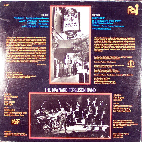 Maynard Ferguson : Live From San Francisco - From The Great American Music Hall (LP)