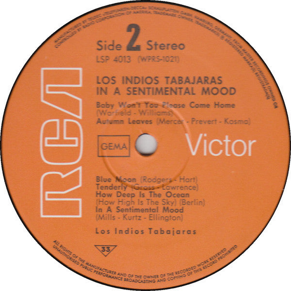 Los Indios Tabajaras : In A Sentimental Mood (LP, Album)