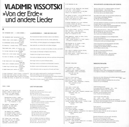 Владимир Высоцкий : »Von Der Erde« Und Andere Lieder (LP, Album)