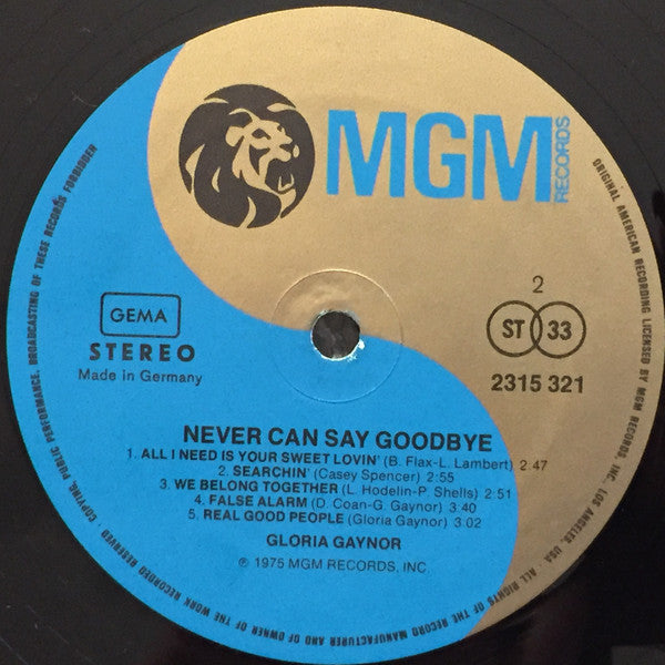 Gloria Gaynor : Never Can Say Goodbye (LP, Album)