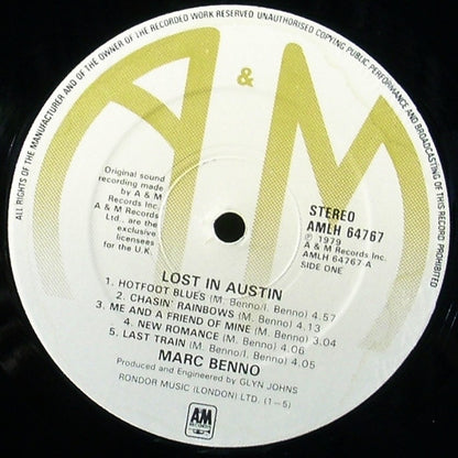 Marc Benno : Lost In Austin (LP, Album)