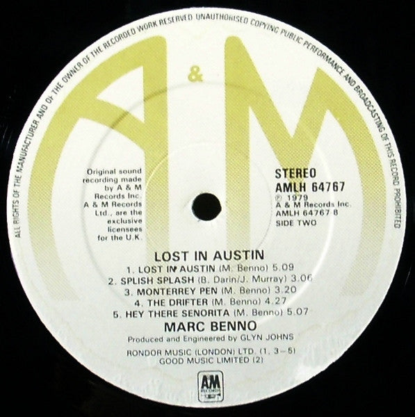 Marc Benno : Lost In Austin (LP, Album)