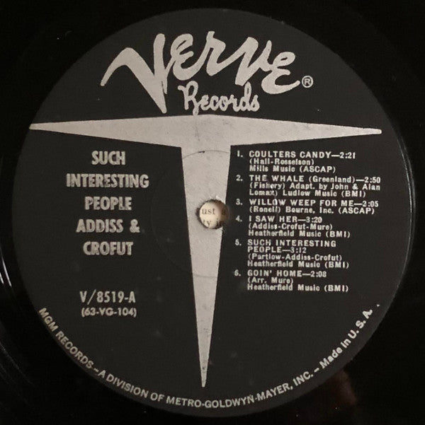 Addiss & Crofut : Such Interesting People (LP, Album, Mono)