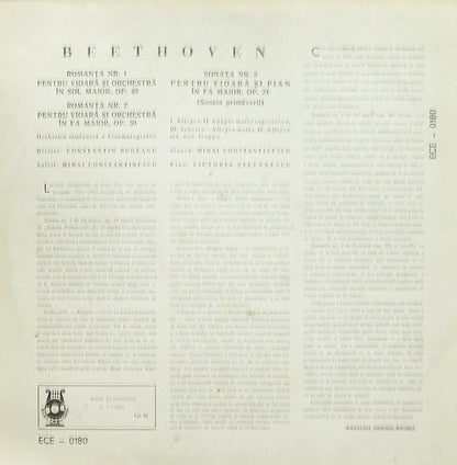 Ludwig van Beethoven - Mihai Constantinescu (2) : Romanțele Nr. 1 Și 2 Pentru Vioară Și Orchestră / Sonata Nr. 5 Pentru Vioară Și Pian ("A Primăverii") (LP, Mono, RE)