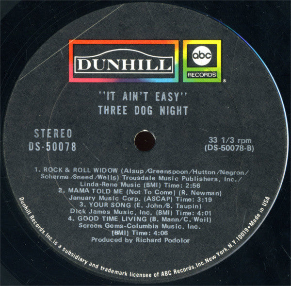 Three Dog Night : It Ain't Easy (LP, Album, RP, Ter)
