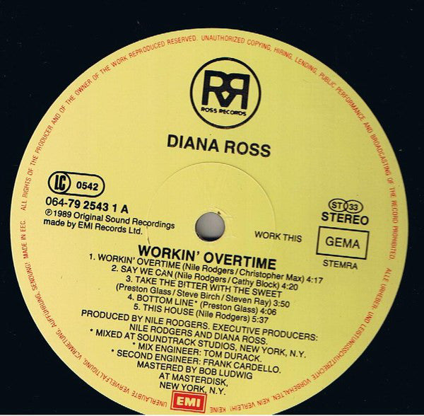 Diana Ross : Workin' Overtime (LP, Album)