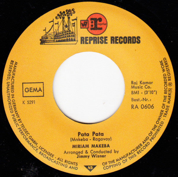 Miriam Makeba : Pata Pata / The Ballad Of The Sad Young Men (7", Single)