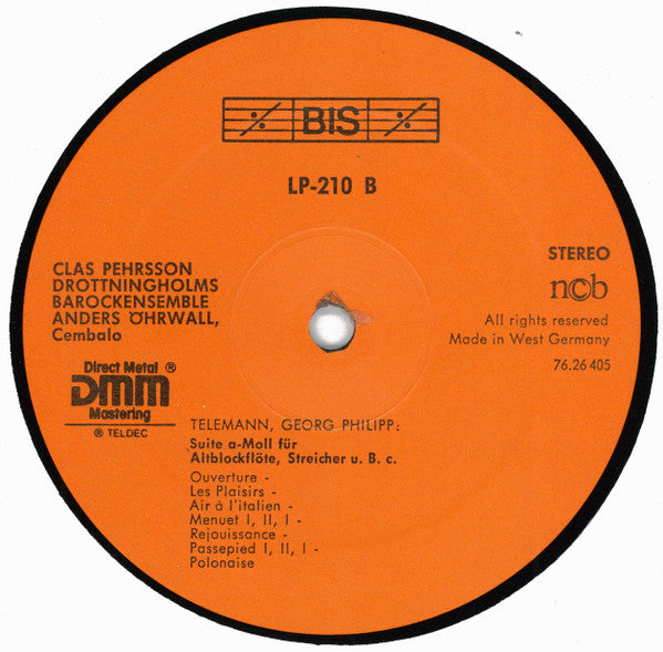 Antonio Vivaldi, Giuseppe Sammartini And Georg Philipp Telemann - Clas Pehrsson, Drottningholms Barockensemble, Anders Öhrwall : Recorder Concerti = Blockflötenkonzerte (LP, Album)