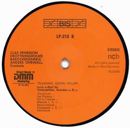 Antonio Vivaldi, Giuseppe Sammartini And Georg Philipp Telemann - Clas Pehrsson, Drottningholms Barockensemble, Anders Öhrwall : Recorder Concerti = Blockflötenkonzerte (LP, Album)
