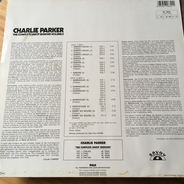 Charlie Parker : The Complete Savoy Sessions Volume 5 (1948) (LP, Comp, Mono)
