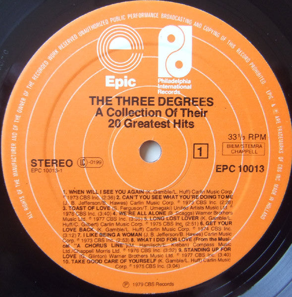 The Three Degrees : A Collection Of Their 20 Greatest Hits (LP, Comp)